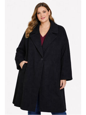 ASOS DESIGN Plus Black Longline Coat Women’s Plus Size 22